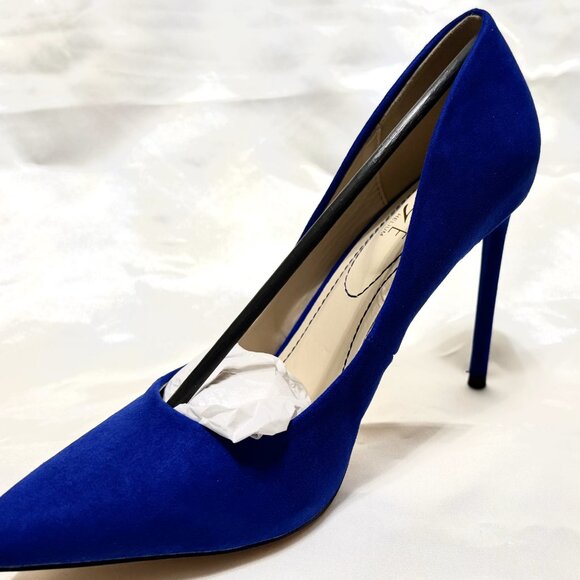Sophisticated Blue Pointy Toe Suede Pumps! Size 8 4 inch heel. NWOT - Picture 4 of 9